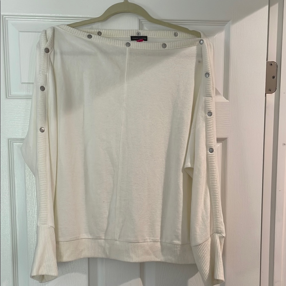 Vince Camuto Cream Sweater with Button Accents